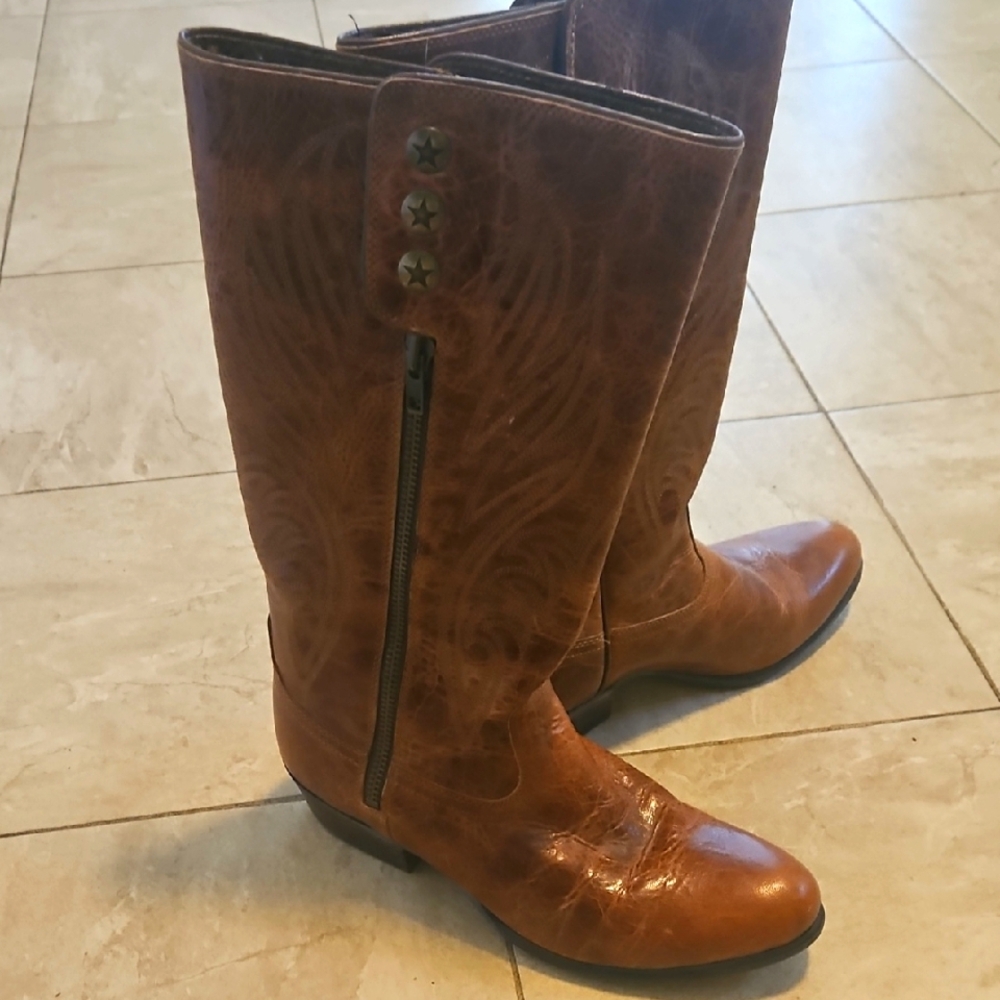 Brown Leather Knee-High Boots